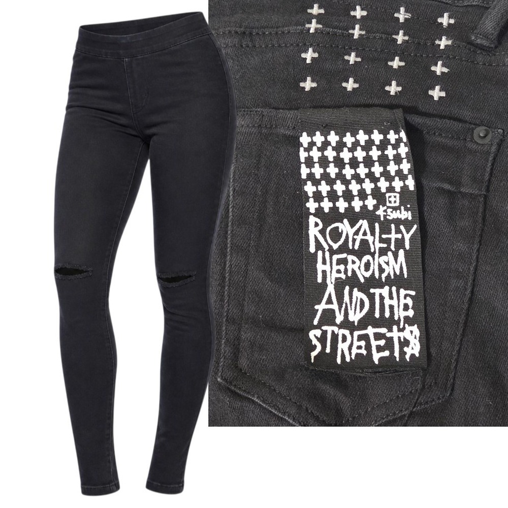Ksubi Church Skinny Jeans Men 30 Black Distressed Royalty Heroism Denim stretch